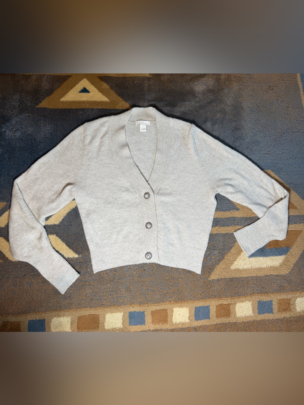 Light Gray V-Neck Button Cardigan